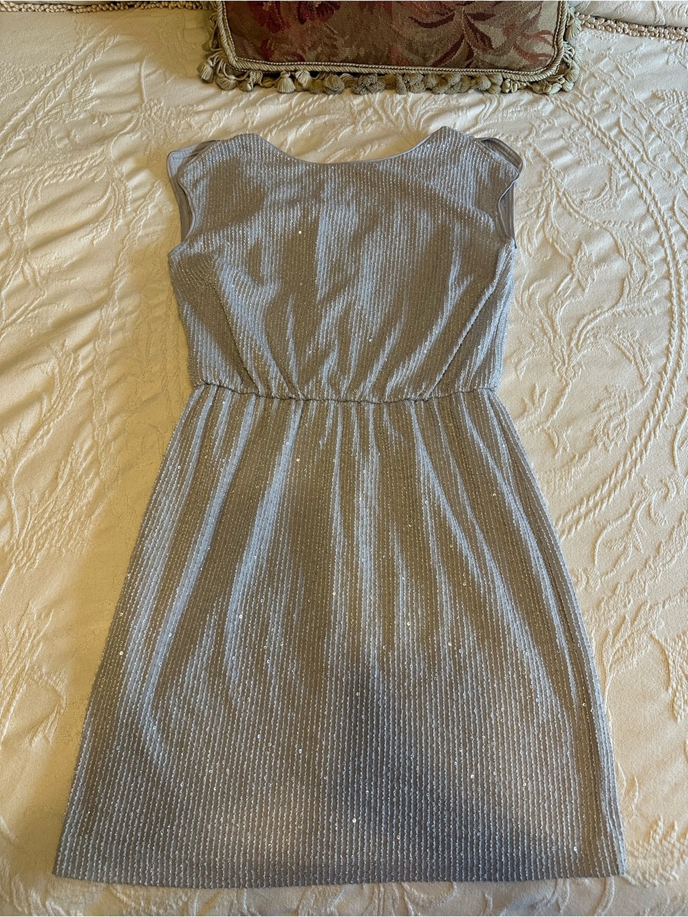 Jessica Simpson Small Sparkle Ribbed Silver Cocktail Dress classic